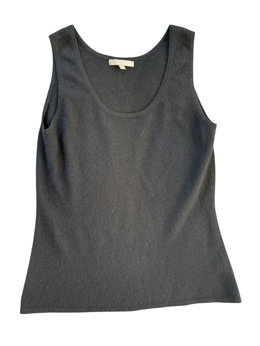 Neiman Marcus 100% Cashmere Black Sweater Tank Shell Quiet Luxury Classic Top